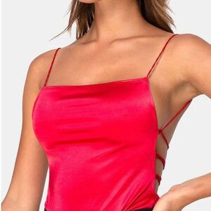MOTEL ROCKS Koza bodysuit in satin red